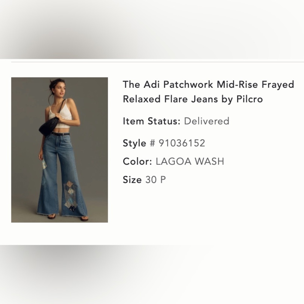 The Adi Mid-Rise Patchwork Frayed Relaxed Flare Jeans From Anthropologie - Picture 6 of 7